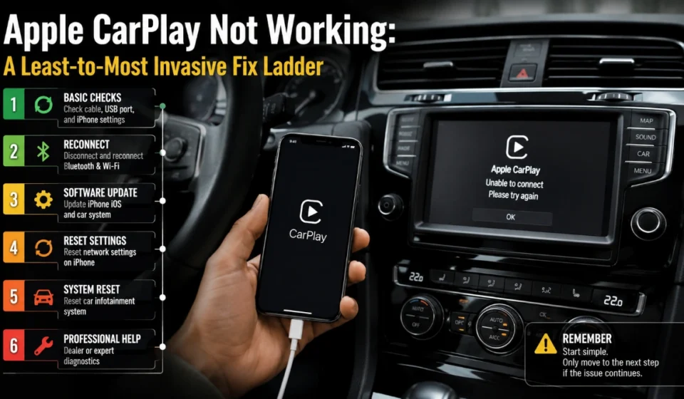 Apple CarPlay Not Working: A Least-to-Most Invasive Fix Ladder